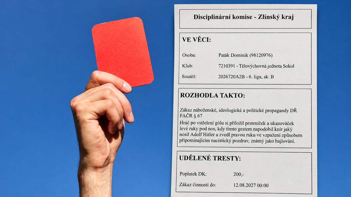 Rukou si dělal knírek a hajloval. Český fotbalista vyfasoval nekompromisní trest