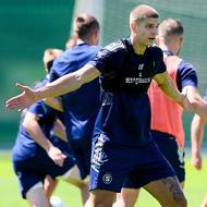 Jan Mejdr během prvního tréninku s týmem Sparty.