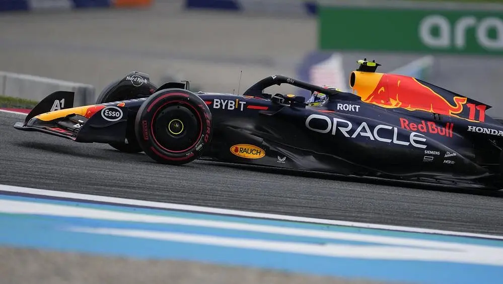 Sergio Pérez in a Formula 1 car.