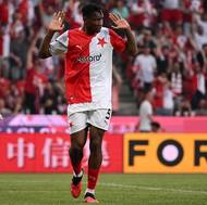 Útočník Slavie Tijani gól do sítě Baníku Ostrava neslavil. 