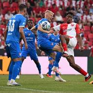 Gólová situace v utkání 5. kola Fortuna ligy mezi Slavií Praha a Baníkem Ostrava. Branku vstřelil slávista Tijani.