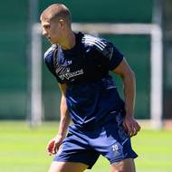 Jan Mejdr během prvního tréninku Sparty v letní přípravě.