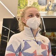 Česká biatlonistka Markéta Davidová po příletu sportovců ze zimních olympijských her v Pekingu.