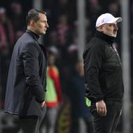 Zleva trenér Sparty Brian Priske a trenér Slavie Jindřich Trpišovský