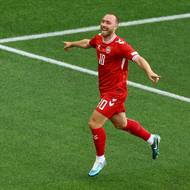 Dán Christian Eriksen po úvodním gólu v duelu se Slovinskem