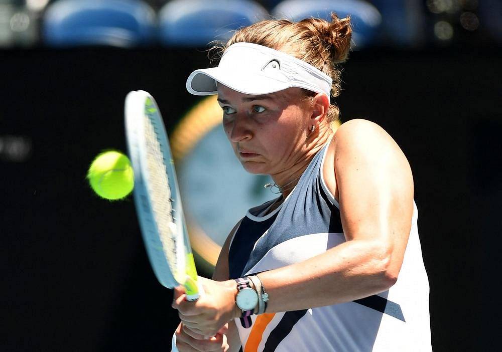 Barbora Krejčíková v akci na grandslamovém Australian Open. 