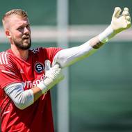 Brankář Sparty Praha Vojtěch Vorel během tréninku.