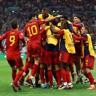 Španělská radost po gólu Alvara Moraty proti Německu.