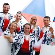 Čeští sportovci si slavnostní ceremoniál užívali