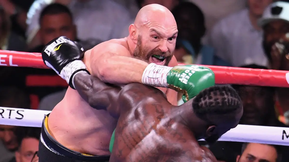 Tyson Fury showcasing a lean physical condition during training.