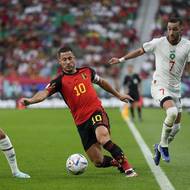 Belgičan Eden Hazard při práci s míčem v duelu proti Maroku.