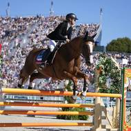 Lucie Hlaváčková při jezdecké částí finále moderního pětiboje