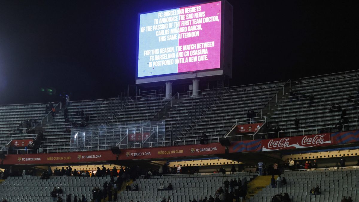 Utkání mezi Barcelonou a Pamplonou bylo odloženo po úmrtí lékaře domácího klubu