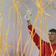 Šťastného vítěze s trofejí nad hlavou zasypaly konfety.