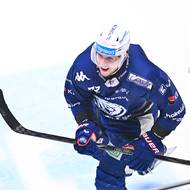 Útočník Komety Andrej Kollár se raduje z trefy do prázdné branky na 3:0.