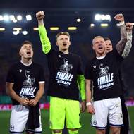 Radost hráčů postupujícího Bielefeldu