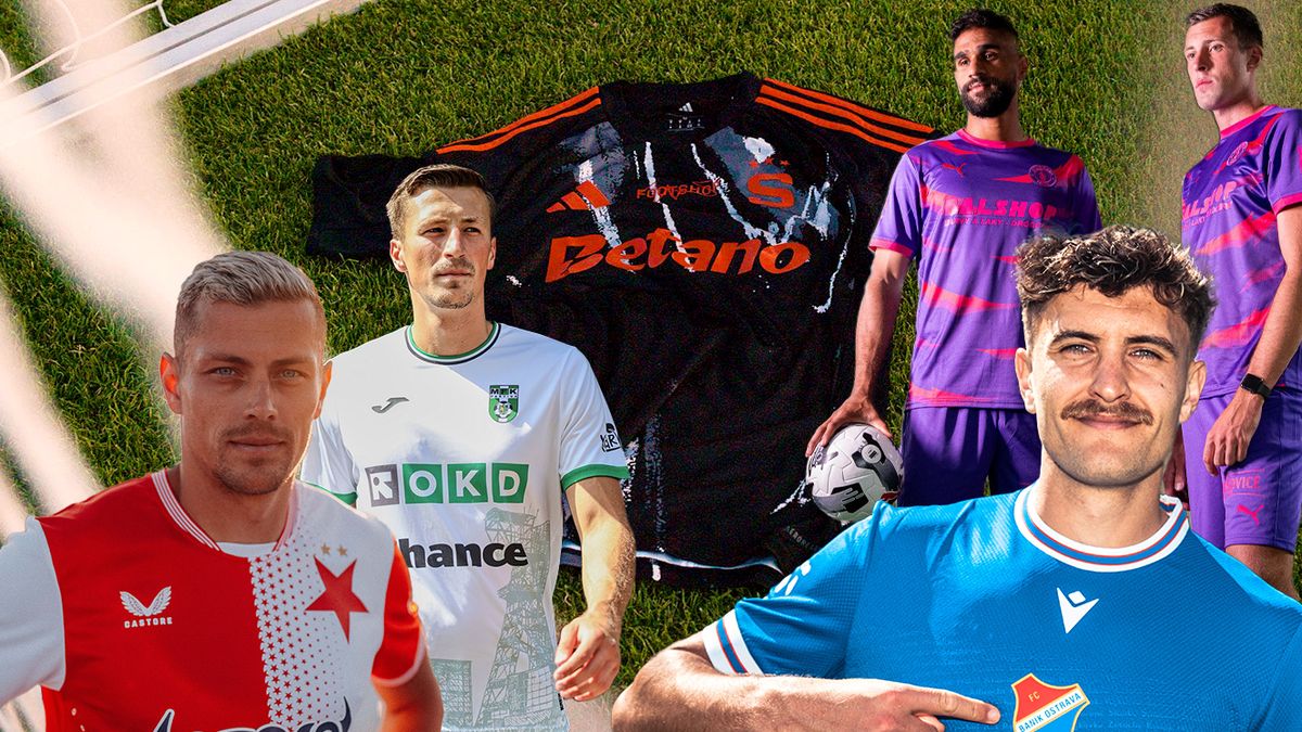 FOTO nových dresů v lize: vzpomínky na mistry, těžební věž i špinavý design Sparty