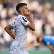 Lukáš Mašek po vstřelení gólu do sítě Mladé Boleslavi