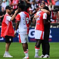 Slavia po konci utkání slaví výhru v generálce. 