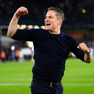 Trenér Sparty Praha Brian Priske a jeho emoce po utkání výhře 1:0 nad Olomoucí.