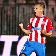 Martin Rymarenko ze Zbrojovky Brno se raduje z branky.