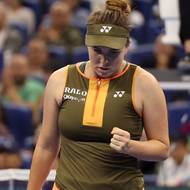 Linda Nosková při semifinálovém zápase proti Jessice Pegulaové