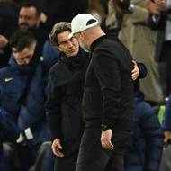 Jindřich Trpišovský a Thomas Frank po zápase.