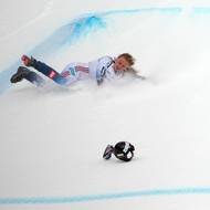 Drsný pád Marte Monsenové v Crans Montaně.