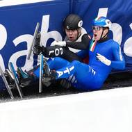 Lorenzo Previtali během kolize s polským soupeřem. 