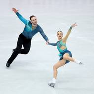 Evropští šampioni z Gruzie Anastasija Metelkinová a Luka Berulava. 