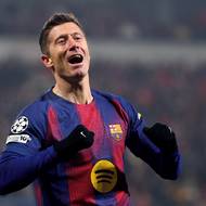 Radost Roberta Lewandowského z prvního gólu v letošní Lize mistrů. Myšleno do sítě soupeře.