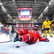 Boj před švédskou brankou. 