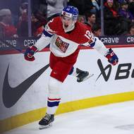 Maxmilian Curran slaví gól do sítě Kanady. 