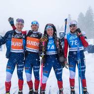 Český parabiatlonový tým: zleva traséři Alexandr Paťava a David Šrůtek, závodnice Carina Edlingerová a Simona Bubeníčková