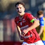 Střelec pardubického gólu Vojtěch Patrák v duelu s Teplicemi.