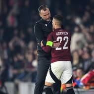 Trenér Baníku Ostrava Ondřej Smetana a kapitán Sparty Lukáš Haraslín během vzájemného utkání na Letné.