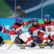 Český tým se raduje z druhé branky v utkání o bronz