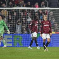 Zklamaní sparťané po třetím inkasovaném gólu.