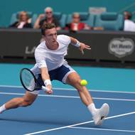 Jiří Lehečka během hry u sítě