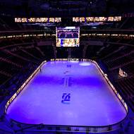 Celkový pohled na O2 Arénu před startem MS 2026 v krasobruslení, dne 23. března 2026 v Praze.