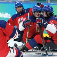 Martin Žižlavský slaví se spoluhráči svou trefu proti Slovensku