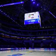 Celkový pohled na O2 Arénu před startem MS 2026 v krasobruslení, dne 23. března 2026 v Praze.