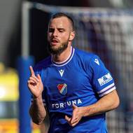 Václav Jurečka z Baníku slaví svůj gól. 