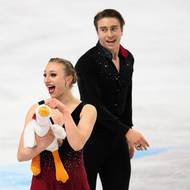 Český pár Kateřina a Daniel Mrázkovi během volných tanců na MS 2026 v krasobruslení v Praze.