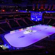 Celkový pohled na O2 Arénu před startem MS 2026 v krasobruslení, dne 23. března 2026 v Praze.