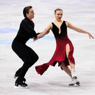 Český pár Kateřina a Daniel Mrázkovi během volných tanců na MS 2026 v krasobruslení v Praze.