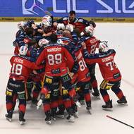 Radost pardubických hráčů po vítězství