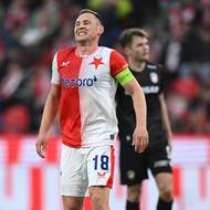 Jan Bořil ze Slavie při utkání s Plzní. 