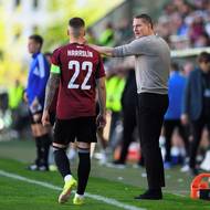 Lukáš Haraslín a trenér Sparty Brian Priske