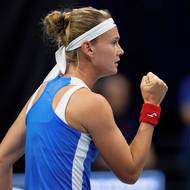 Radost Marie Bouzkové po jedné z vyhraných výměn. 